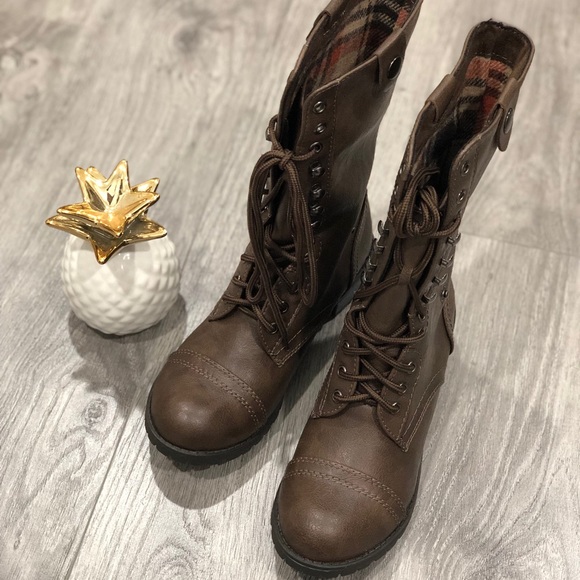 Two Way Flannel Combat Boots - Picture 4 of 6